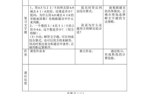总复习教案_小学1-6年级常用的上册资源汇总_六年级上册资料(1)_七彩课堂人教版数学六年级上册教学资源包_第九单元总复习_单元资料汇总_教案