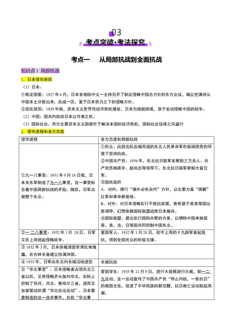 第16讲中华民族的抗日战争与解放战争（讲义）（解析版）_07高考历史_2025年新高考资料_一轮复习_2025年高考历史一轮复习讲练测（新教材新高考）（完结）_讲义+练习