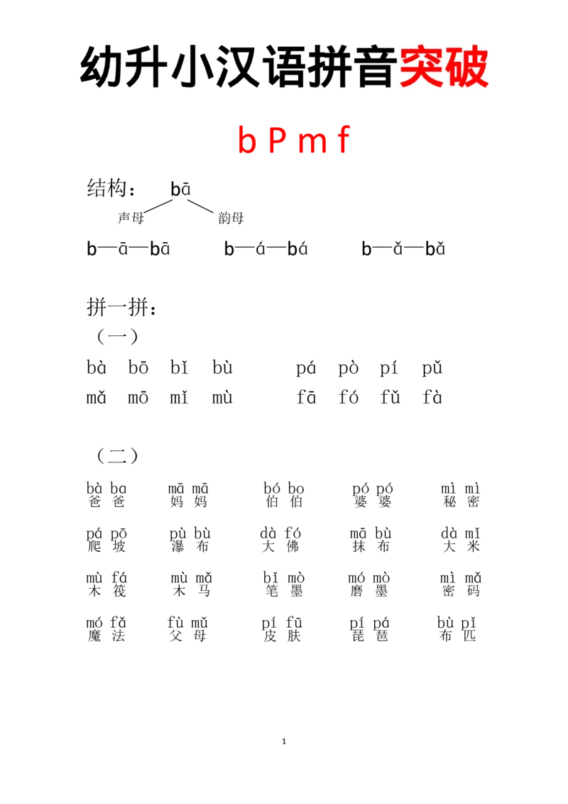 拼音突破_小学1-6年级常用的上册资源汇总_一年级上册资料