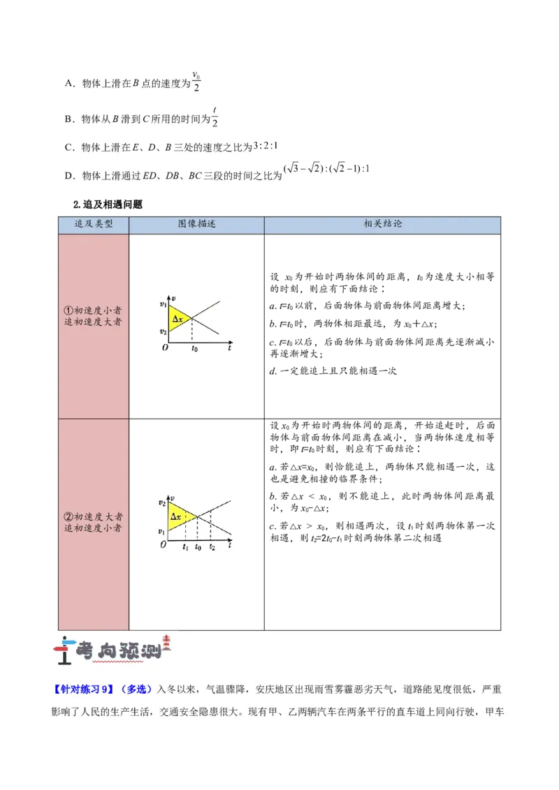 专题01匀变速直线运动及运动图像的运用（讲义）（原卷版）_04高考物理_新高考复习资料_2024新高考复习资料_二轮复习资料_讲义