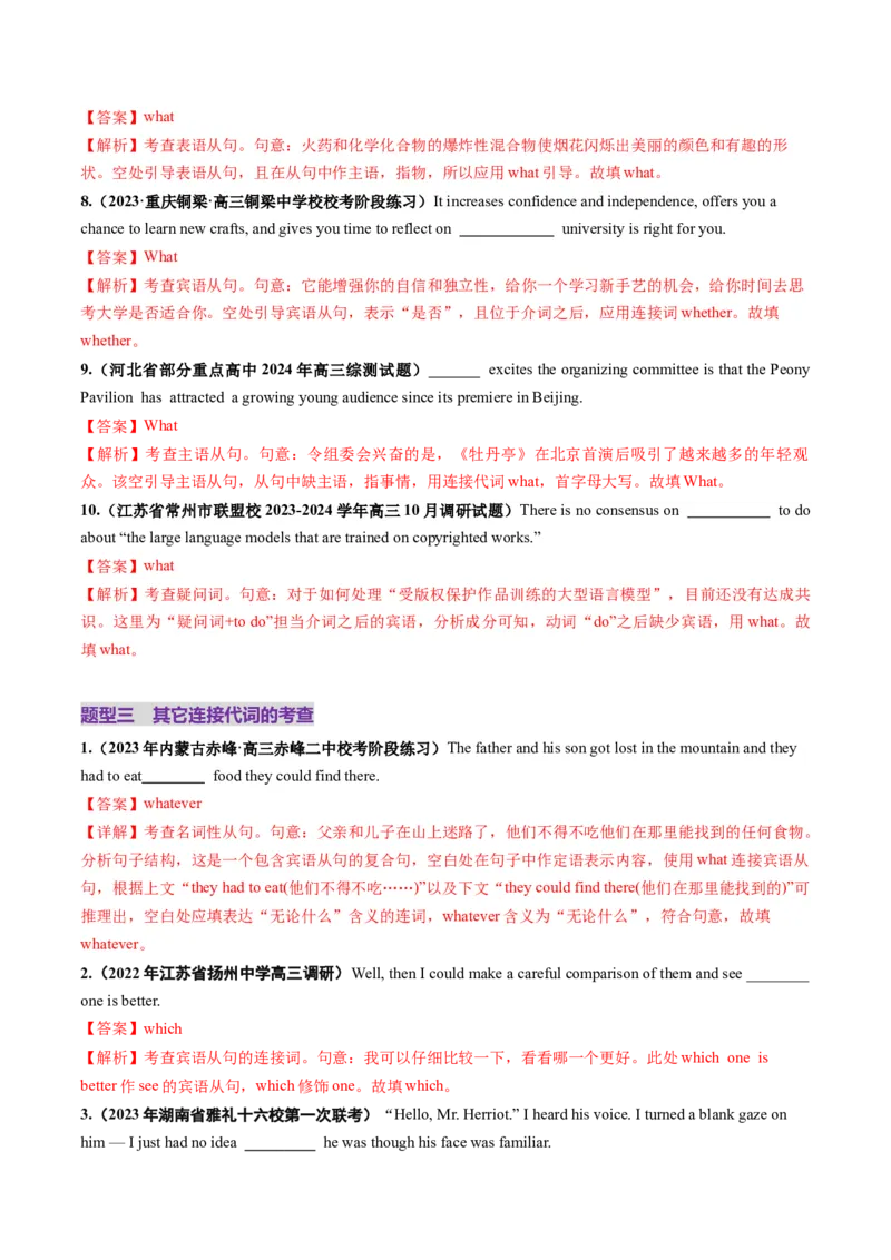 第21讲名词性从句（练习）（解析版）_03高考英语_2025年新高考资料_一轮复习_2025年高考英语一轮复习讲练测（新教材新高考，含2024年高考真题）_语法