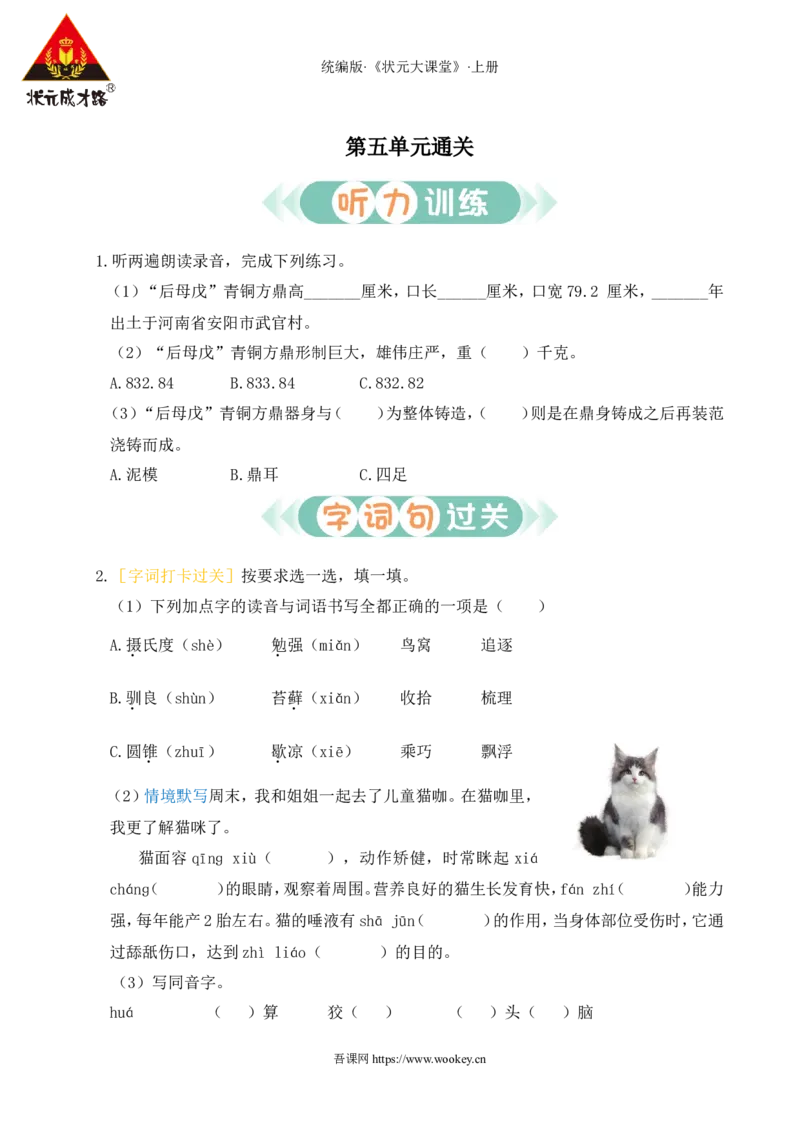 第五单元通关_25秋1-6年级语文上册课件教案_25秋统编版语文五年级上册_统编版语文五年级上册教学资源包（25秋状元大课堂）_4-《状元大课堂》五年级语文上册_五年级语文上册_作业课件