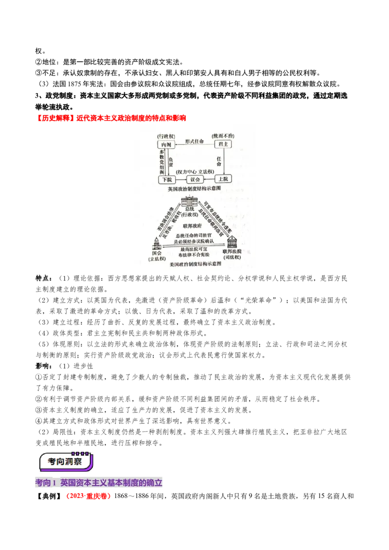第25讲资本主义制度的确立与扩展（讲义）（原卷版）_07高考历史_2025年新高考资料_一轮复习_2025年高考历史一轮复习讲练测（新教材新高考）（完结）_讲义+练习