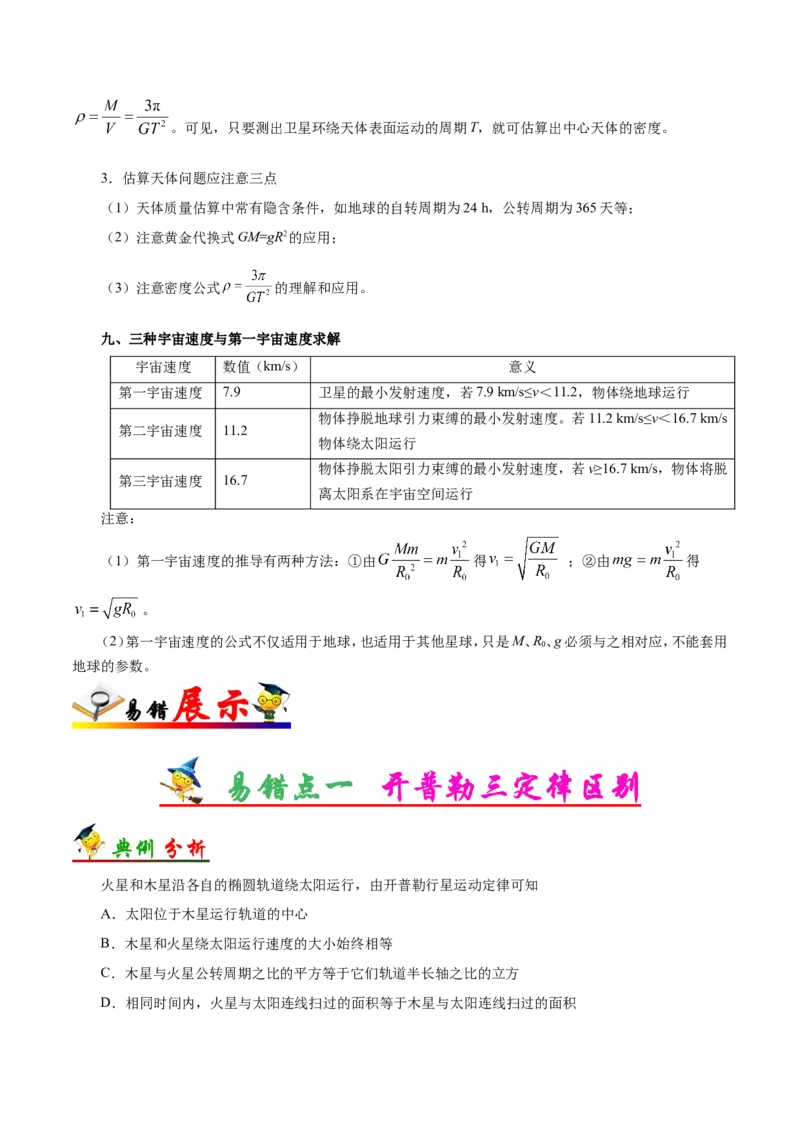 专题05万有引力与航天-备战2019年高考物理之纠错笔记系列（原卷版）_04高考物理_新高考复习资料_2022年新高考复习资料_高考物理2022年一轮复习各版本_赠19年高考物理纠错笔记