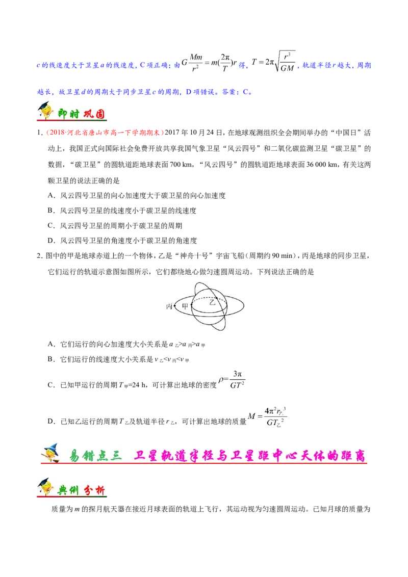 专题05万有引力与航天-备战2019年高考物理之纠错笔记系列（原卷版）_04高考物理_新高考复习资料_2022年新高考复习资料_高考物理2022年一轮复习各版本_赠19年高考物理纠错笔记