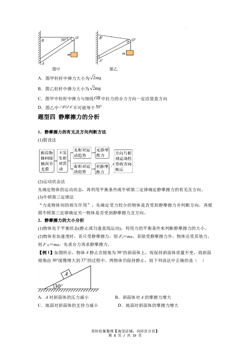 专题03弹力、摩擦力以及力的合成与分解（原卷版）_04高考物理_新高考复习资料_2024新高考复习资料_一轮复习资料_完2024届高考物理一轮复习热点题型归类训练