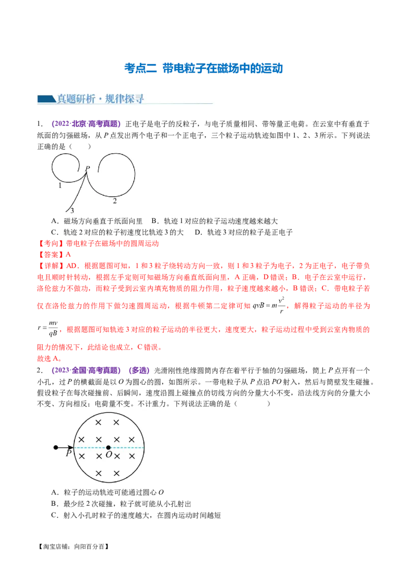 专题10磁场带电粒子在磁场中的运动（讲义）（解析版）_04高考物理_新高考复习资料_2024新高考复习资料_二轮复习资料_2024年高考物理二轮复习讲练测（新教材新高考）