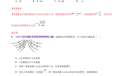 专题09电场带电粒子在电场中的运动（测试）（解析版）_04高考物理_新高考复习资料_2024新高考复习资料_二轮复习资料_2024年高考物理二轮复习讲练测（新教材新高考）