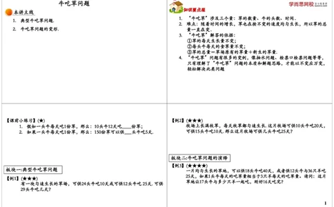 牛吃草问题_奥数专题合集_H004五年级奥数年卡竞赛班60讲张新刚mp4+pdf_第07讲牛吃草问题
