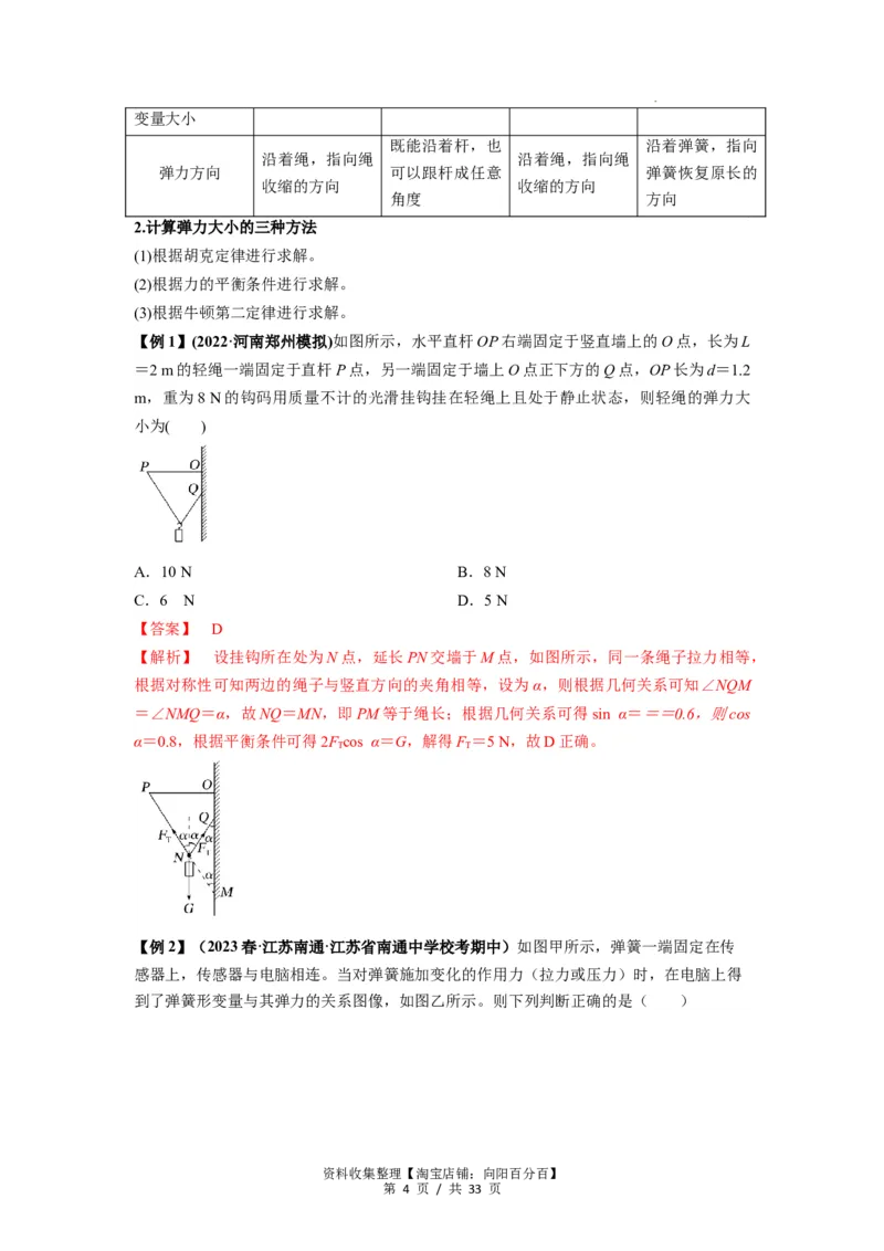 专题03弹力、摩擦力以及力的合成与分解（解析版）_04高考物理_新高考复习资料_2024新高考复习资料_一轮复习资料_完2024届高考物理一轮复习热点题型归类训练