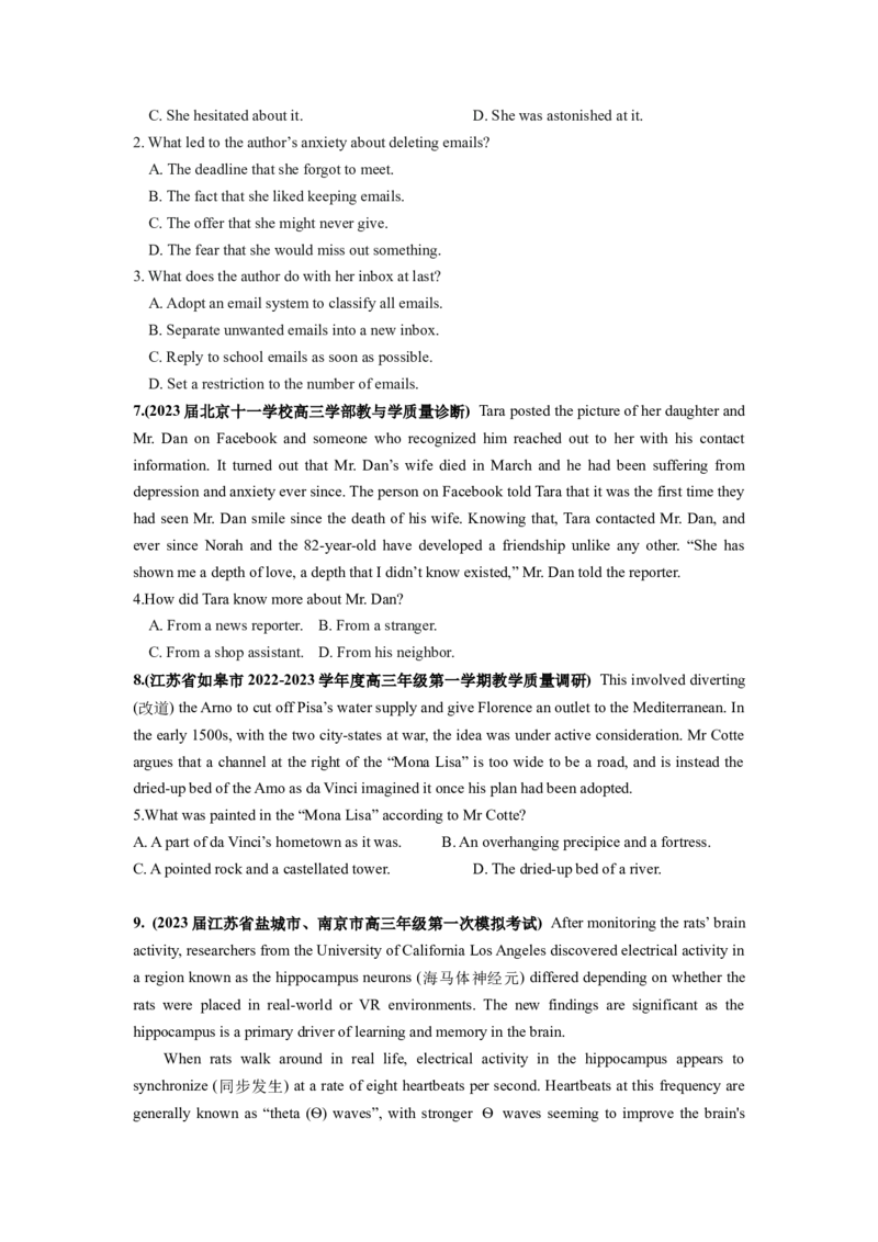 第14讲阅读理解细节理解题（精讲）-一轮复习讲义2024年高考英语高频考点题型归纳与方法总结（新高考通用）原卷版_03高考英语_新高考复习资料_2024年新高考资料_一轮复习资料