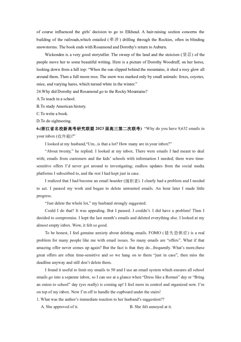 第14讲阅读理解细节理解题（精讲）-一轮复习讲义2024年高考英语高频考点题型归纳与方法总结（新高考通用）原卷版_03高考英语_新高考复习资料_2024年新高考资料_一轮复习资料