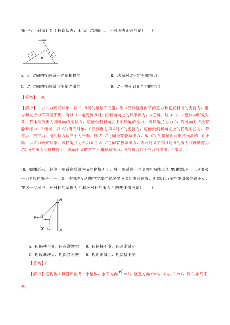 专题02共点力的平衡2022-2023高考三轮精讲突破训练（全国通用）（解析版）_04高考物理_通用版（老高考）复习资料_2023年复习资料_三轮复习_2023年高考物理三轮精讲突破训练全国通用