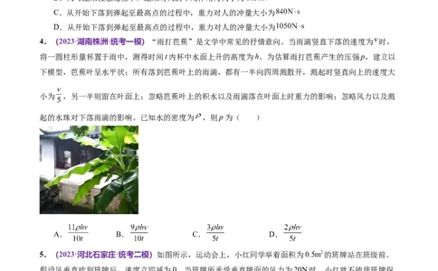 专题07动量定理动量守恒定律（测试）（原卷版）_04高考物理_新高考复习资料_2024新高考复习资料_二轮复习资料_2024年高考物理二轮复习讲练测（新教材新高考）