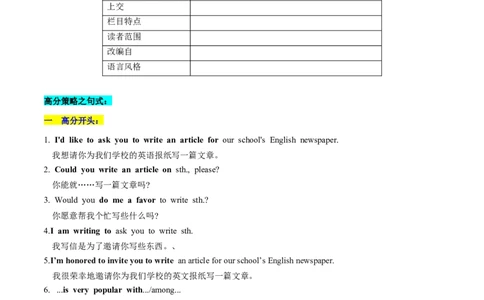 第29讲应用文写作之约稿信（讲义）-2024年高考英语一轮复习讲练测（新教材新高考）（原卷版）_03高考英语_2024年新高考资料_1.2024一轮复习_第一-六部分