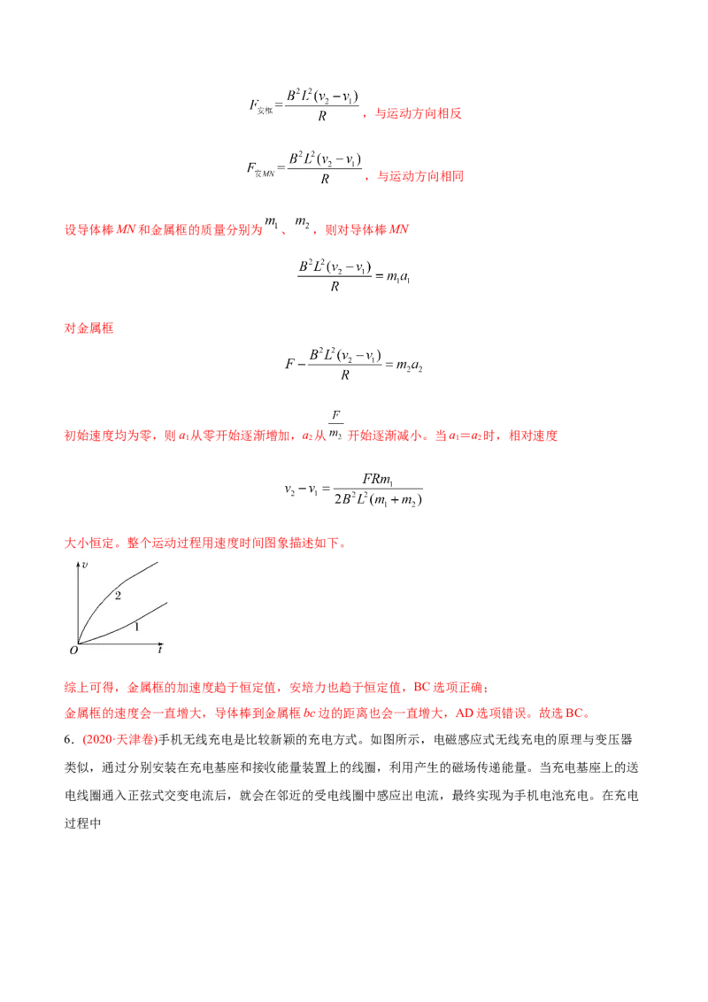 专题12电磁感应&mdash;&mdash;2020年高考真题和模拟题物理分类训练（教师版含解析）_04高考物理_新高考复习资料_2022年新高考复习资料_高考物理2022年一轮复习各版本_817