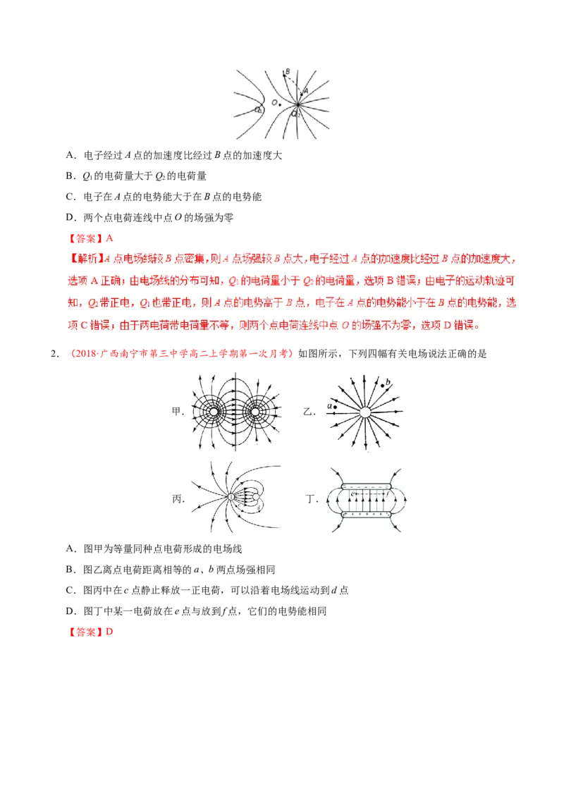专题08电场-备战2019年高考物理之纠错笔记系列（解析版）_04高考物理_新高考复习资料_2022年新高考复习资料_高考物理2022年一轮复习各版本_赠19年高考物理纠错笔记_12