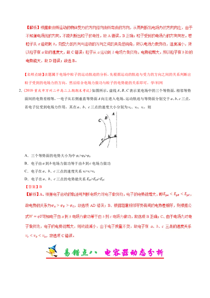 专题08电场-备战2019年高考物理之纠错笔记系列（解析版）_04高考物理_新高考复习资料_2022年新高考复习资料_高考物理2022年一轮复习各版本_赠19年高考物理纠错笔记_12