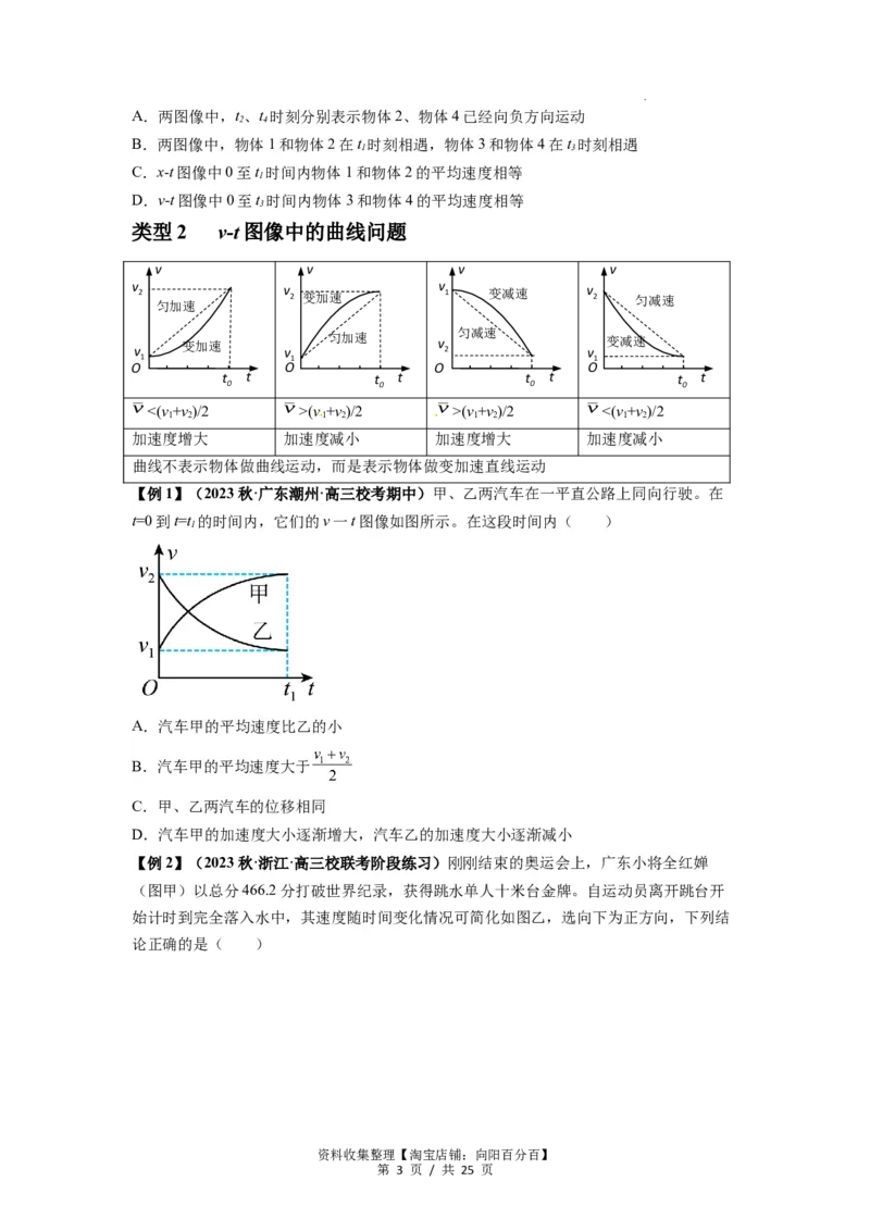 专题02运动学图像、多过程运动模型及追击相遇（原卷版）_04高考物理_新高考复习资料_2024新高考复习资料_一轮复习资料_完2024届高考物理一轮复习热点题型归类训练