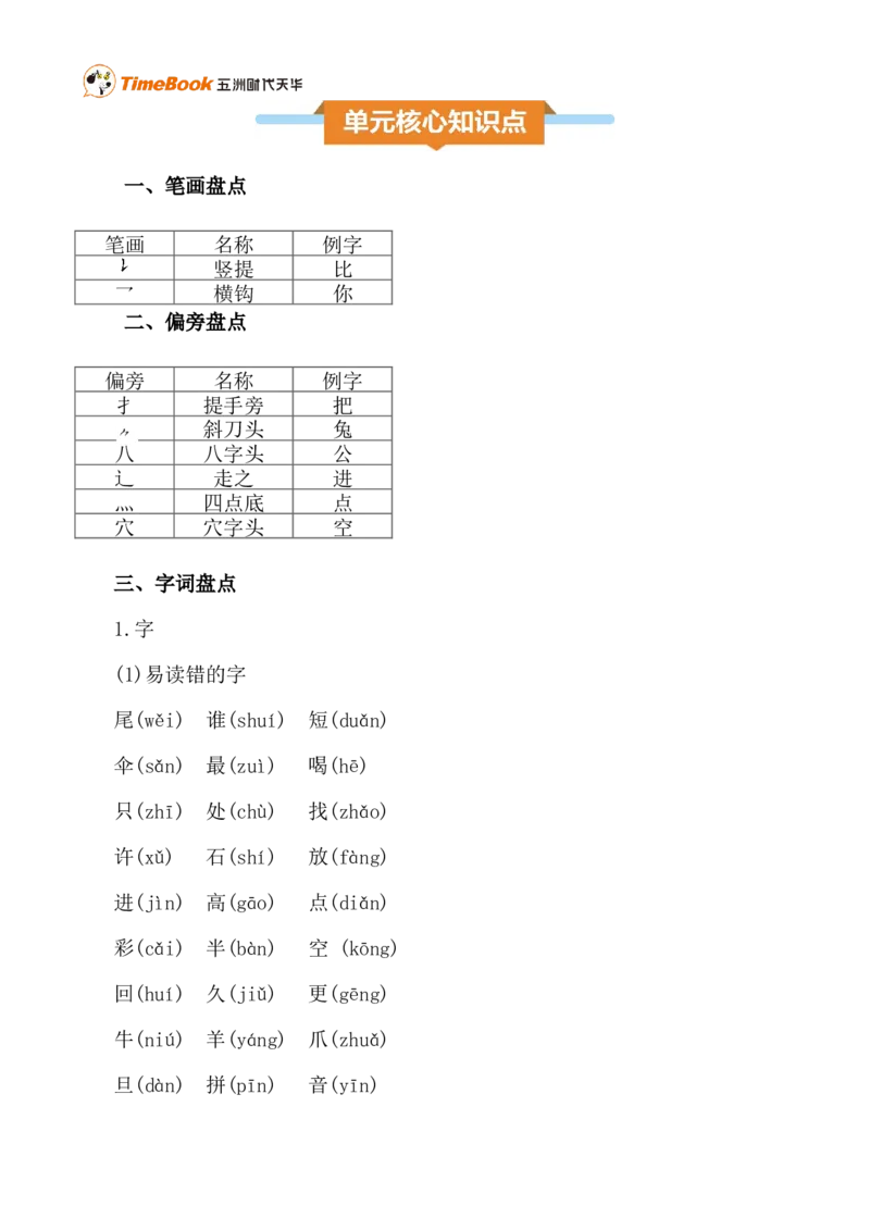 第八单元核心知识点_25秋1-6年级语文上册课件教案_25秋统编版语文一年级上册_统编版语文一年级上册教学资源包（25秋七彩课堂）_8.第八单元_单元复习_第八单元知识小结
