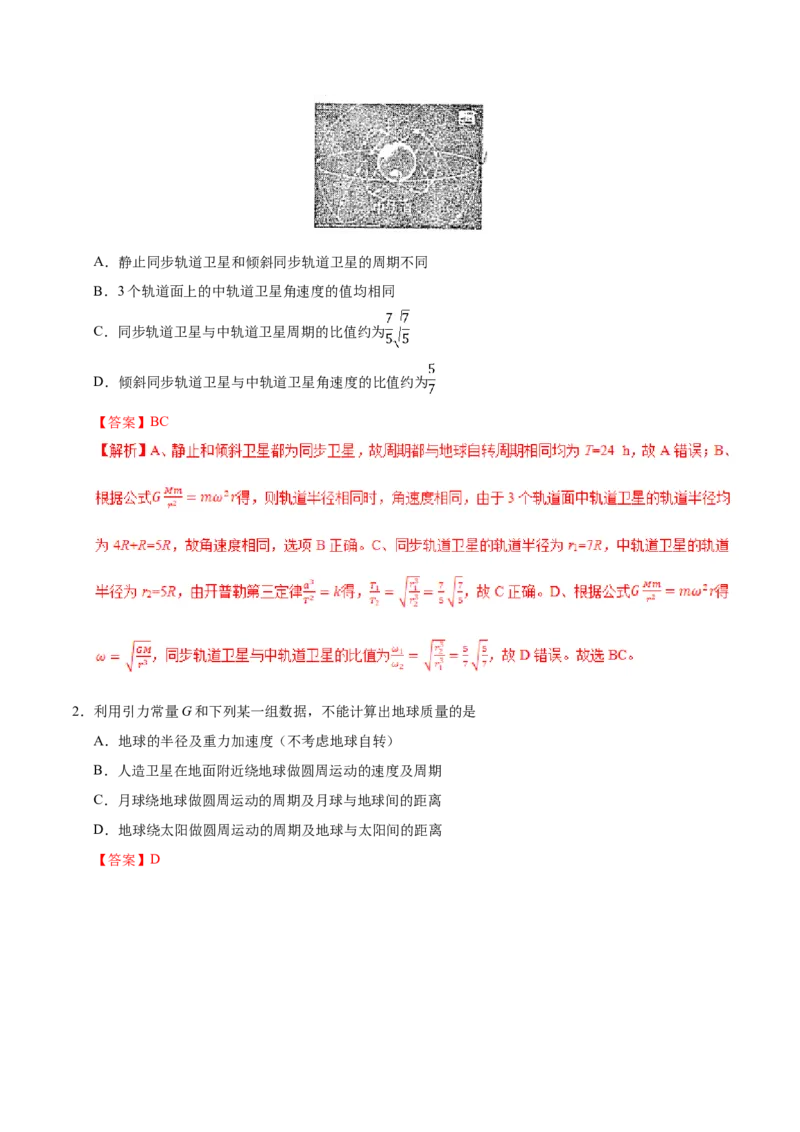 专题05万有引力与航天-备战2019年高考物理之纠错笔记系列（解析版）_04高考物理_新高考复习资料_2022年新高考复习资料_高考物理2022年一轮复习各版本_赠19年高考物理纠错笔记