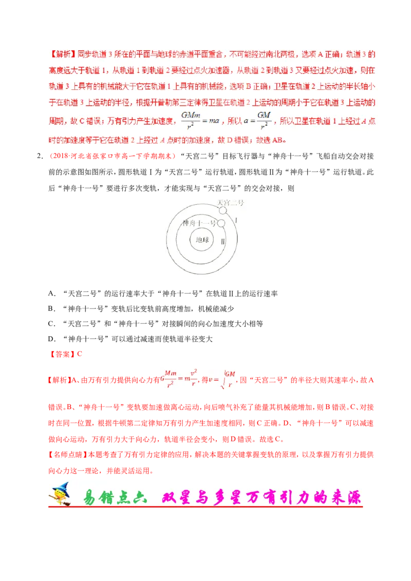 专题05万有引力与航天-备战2019年高考物理之纠错笔记系列（解析版）_04高考物理_新高考复习资料_2022年新高考复习资料_高考物理2022年一轮复习各版本_赠19年高考物理纠错笔记