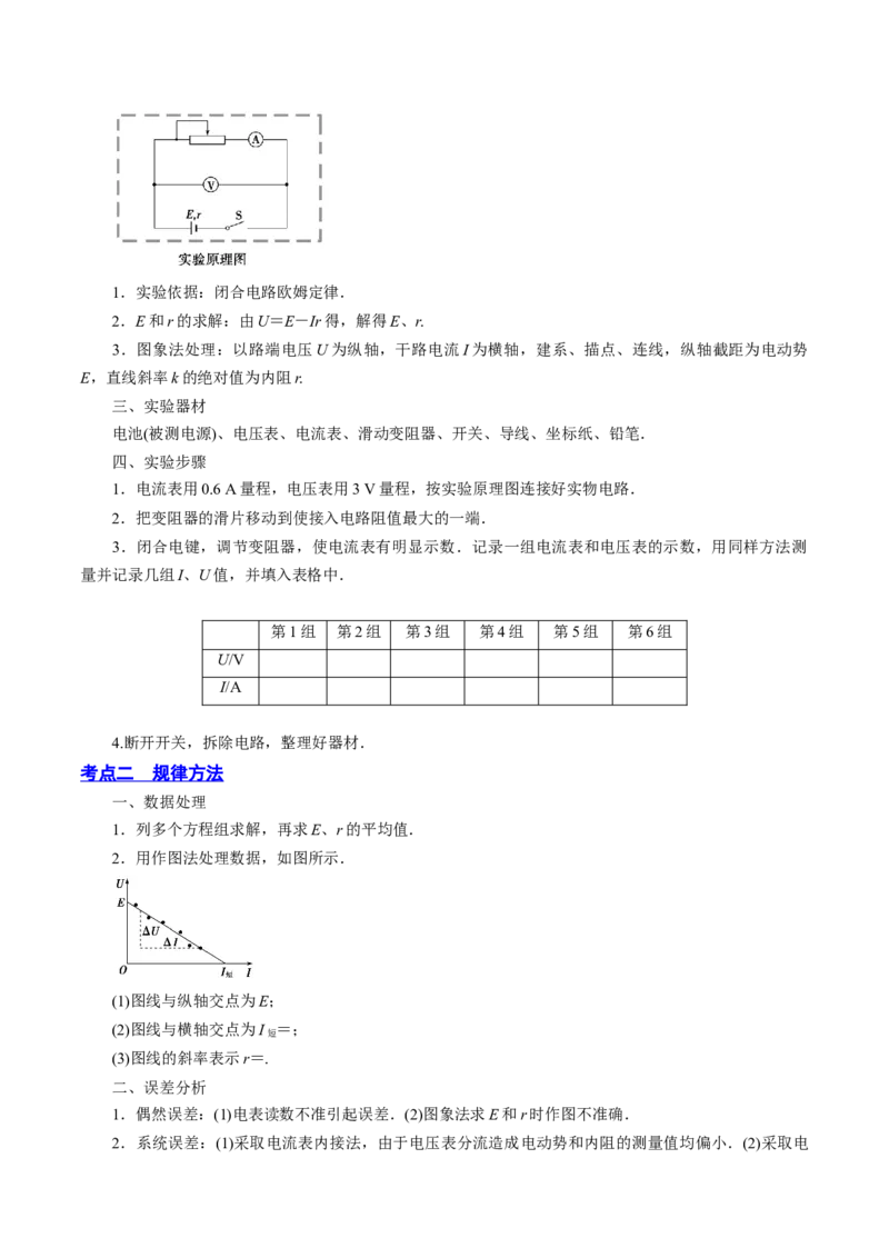 9.5实验十一：测定电源的电动势和内电阻（讲）--2023年高考物理一轮复习讲练测（全国通用）（原卷版）_04高考物理_通用版（老高考）复习资料_2023年复习资料_一轮复习