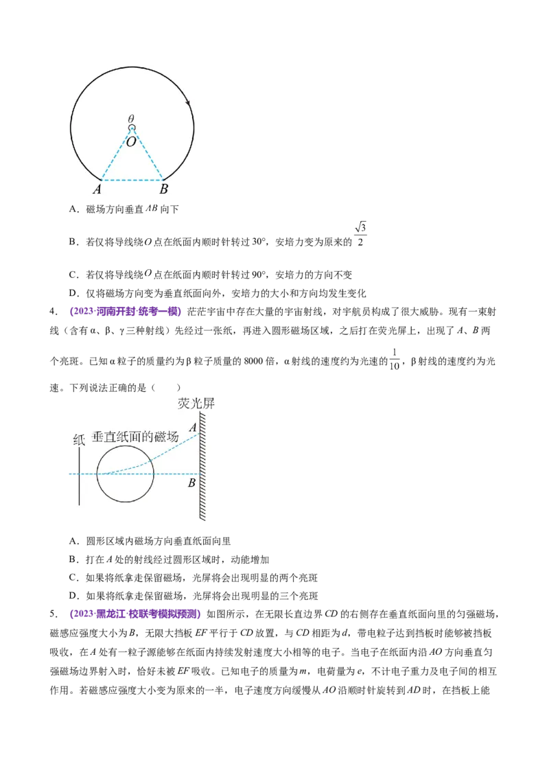 专题10磁场带电粒子在磁场中的运动（测试）（原卷版）_04高考物理_新高考复习资料_2024新高考复习资料_二轮复习资料_2024年高考物理二轮复习讲练测（新教材新高考）