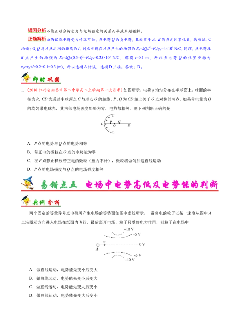 专题08电场-备战2019年高考物理之纠错笔记系列（原卷版）_04高考物理_新高考复习资料_2022年新高考复习资料_高考物理2022年一轮复习各版本_1.2022年高考物理一轮复习全国通用版