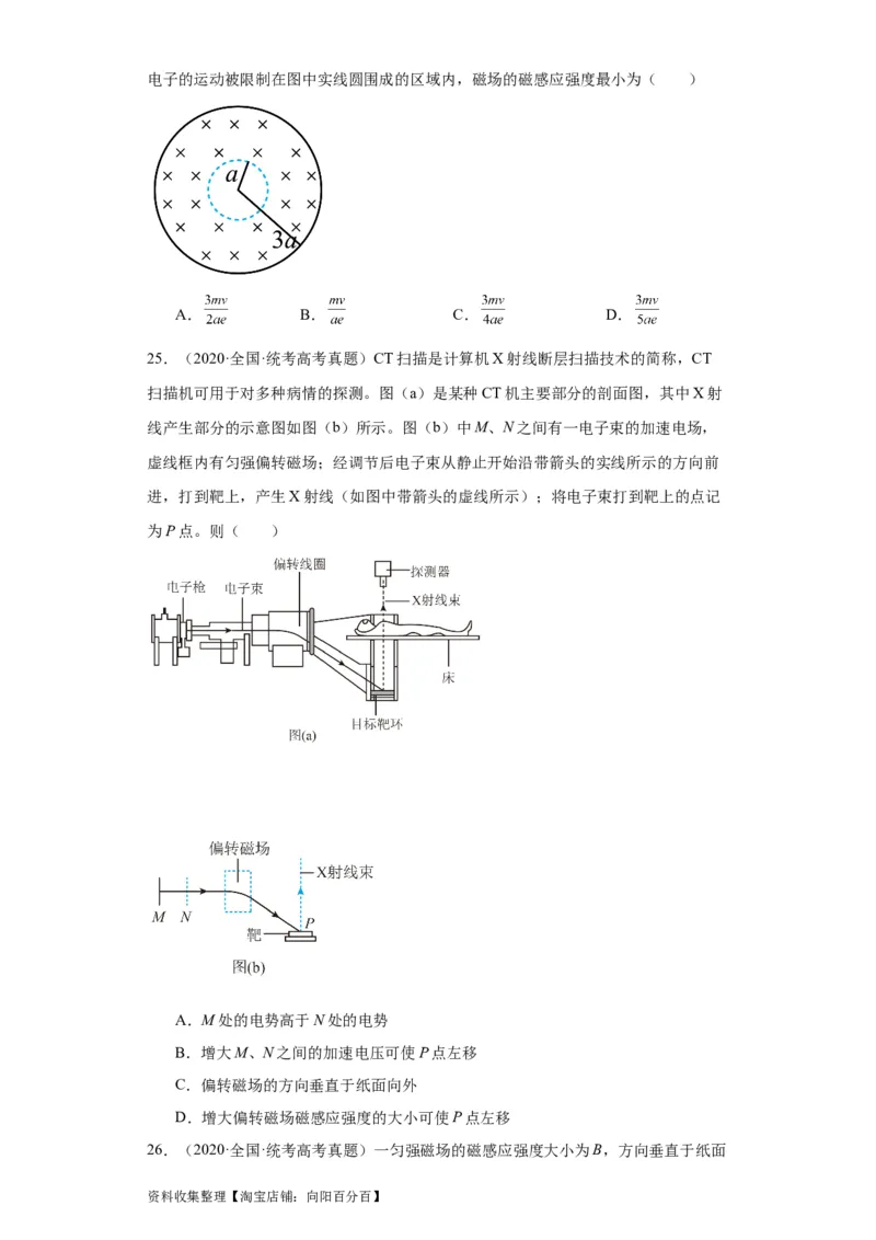 专题09磁场(原卷版)_04高考物理_通用版（老高考）复习资料_2024年复习资料_完五年（2019-2023）高考物理真题分项汇编（全国通用）