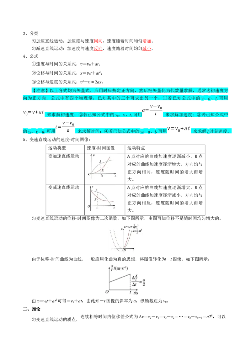 专题01直线运动（解析版）_04高考物理_新高考复习资料_2025年新高考资料_2025年高考物理一轮复习知识清单