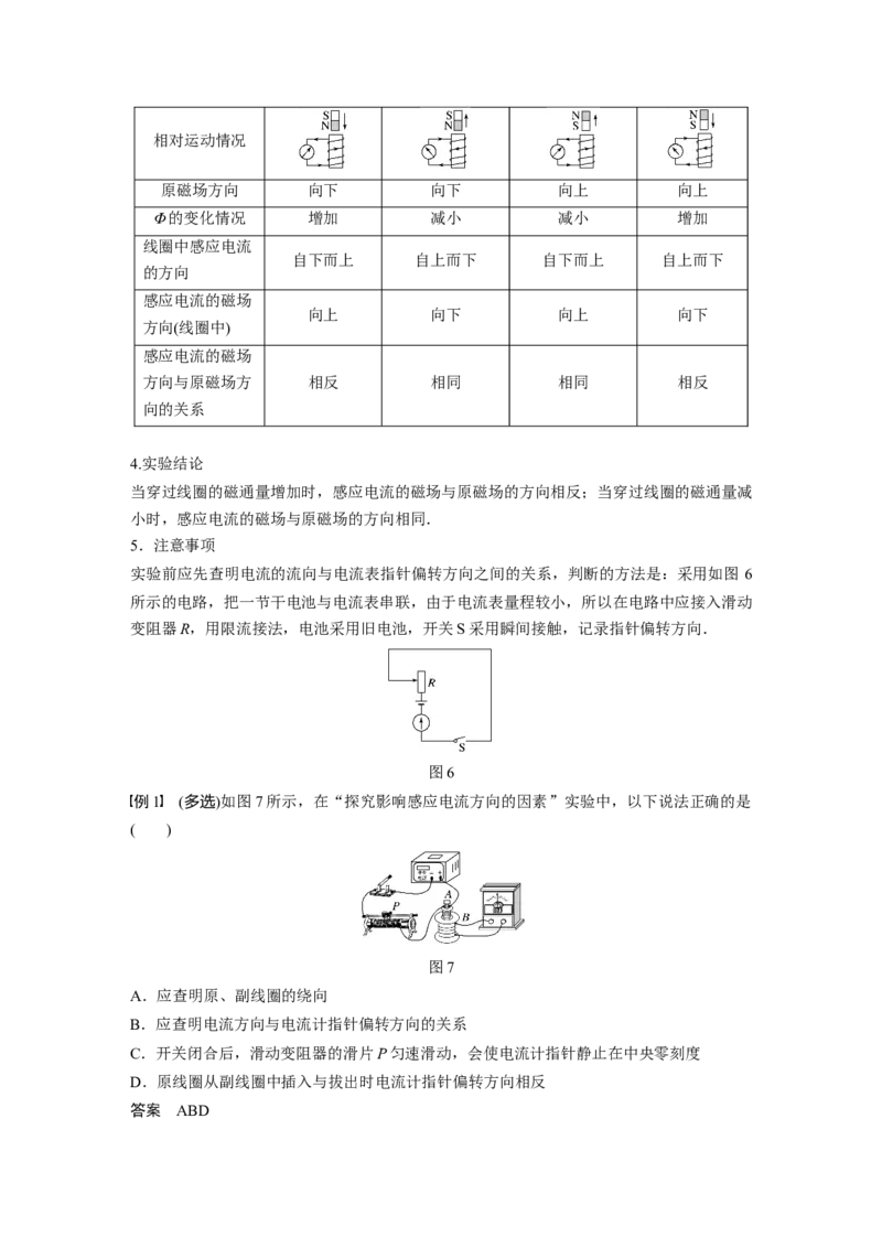 2022年高考物理一轮复习（新高考版1(津鲁琼辽鄂)适用）第11章第1讲电磁感应现象　楞次定律实验：探究影响感应电流方向的因素_04高考物理_新高考复习资料_2022年新高考复习资料