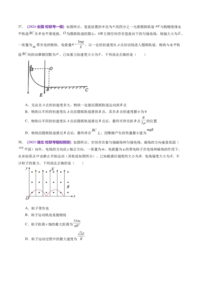专题11带电粒子在复合场中的运动（练习）（原卷版）_04高考物理_新高考复习资料_2024新高考复习资料_二轮复习资料_2024年高考物理二轮复习讲练测（新教材新高考）