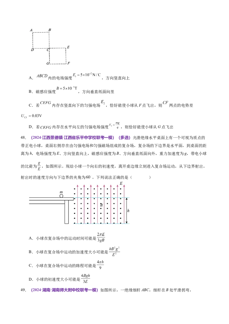 专题11带电粒子在复合场中的运动（练习）（原卷版）_04高考物理_新高考复习资料_2024新高考复习资料_二轮复习资料_2024年高考物理二轮复习讲练测（新教材新高考）