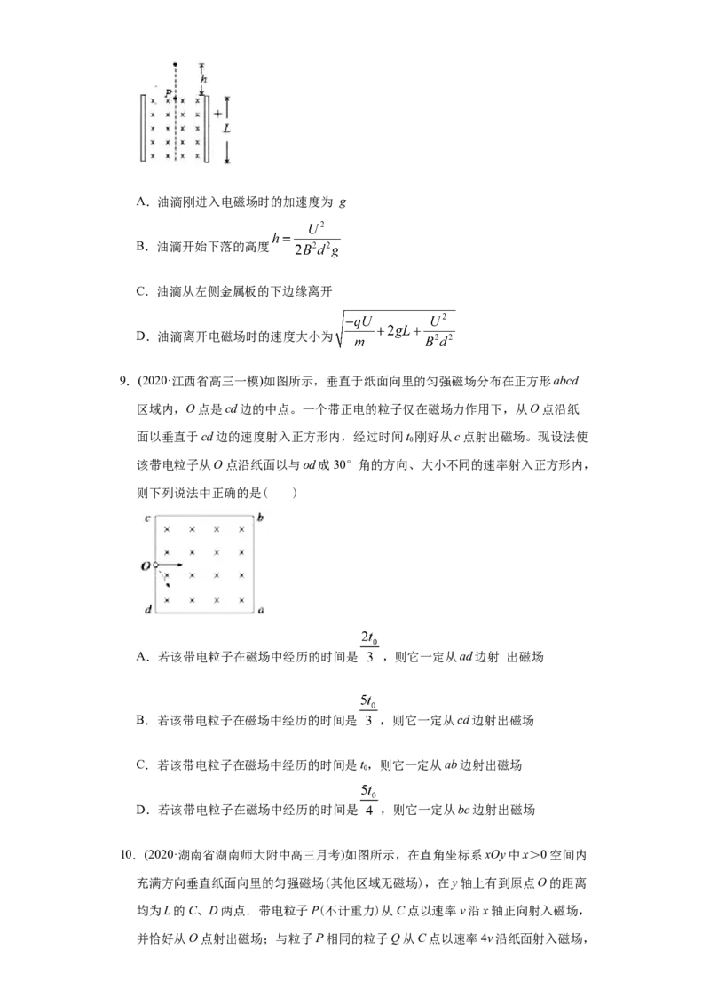 专题11磁场-2020年高考真题和模拟题物理分类训练（学生版）_04高考物理_新高考复习资料_2022年新高考复习资料_高考物理2022年一轮复习各版本_1.2022年高考物理一轮复习全国通用版