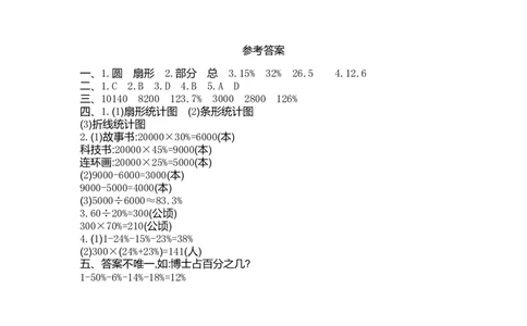 第七单元测试卷（一）_小学1-6年级常用的上册资源汇总_六年级上册资料(1)_七彩课堂人教版数学六年级上册教学资源包_第七单元扇形统计图_单元资料汇总_单元测试卷