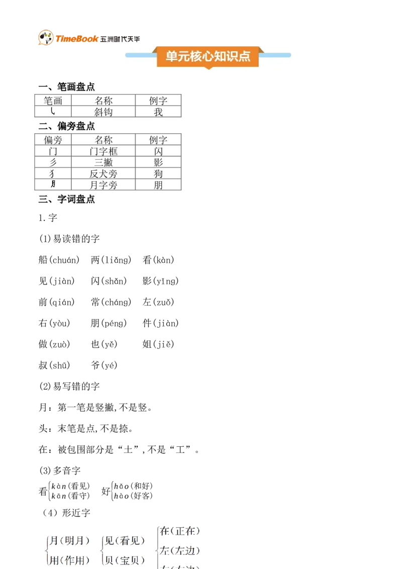 第七单元核心知识点_25秋1-6年级语文上册课件教案_25秋统编版语文一年级上册_统编版语文一年级上册教学资源包（25秋七彩课堂）_7.第七单元_单元复习_第七单元知识小结