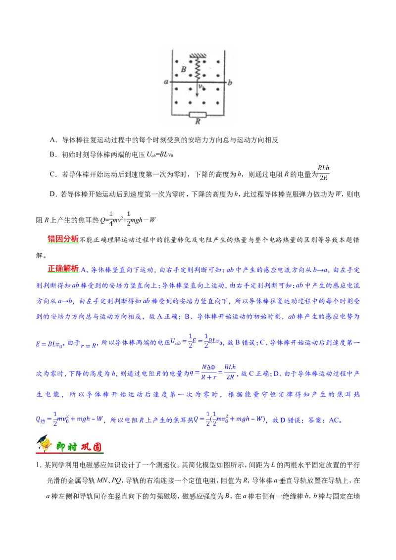 专题11电磁感应-备战2019年高考物理之纠错笔记系列（原卷版）_04高考物理_新高考复习资料_2022年新高考复习资料_高考物理2022年一轮复习各版本_赠19年高考物理纠错笔记_原卷版