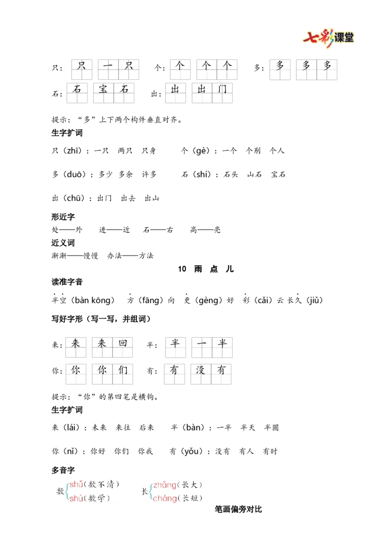 第八单元核心考点清单_25秋1-6年级语文上册课件教案_25秋统编版语文一年级上册_统编版语文一年级上册教学资源包（25秋七彩课堂）_8.第八单元_单元复习_第八单元知识小结