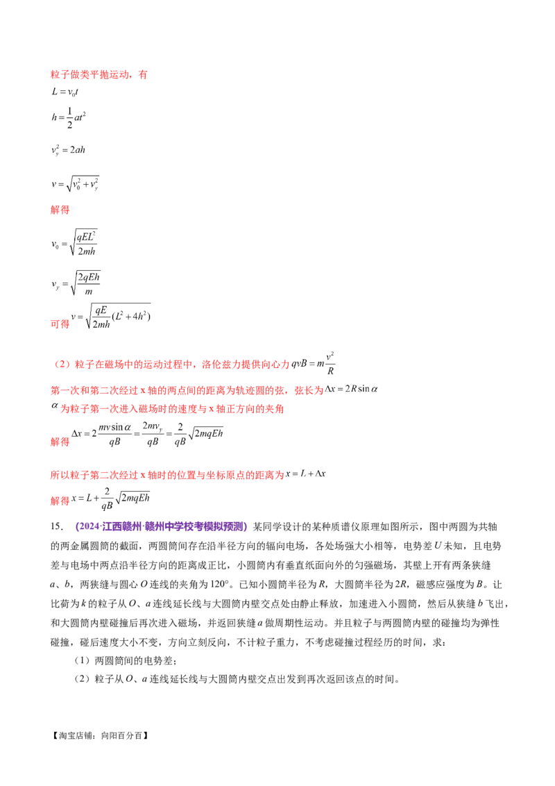 专题11带电粒子在复合场中的运动（练习）（解析版）_04高考物理_新高考复习资料_2024新高考复习资料_二轮复习资料_2024年高考物理二轮复习讲练测（新教材新高考）