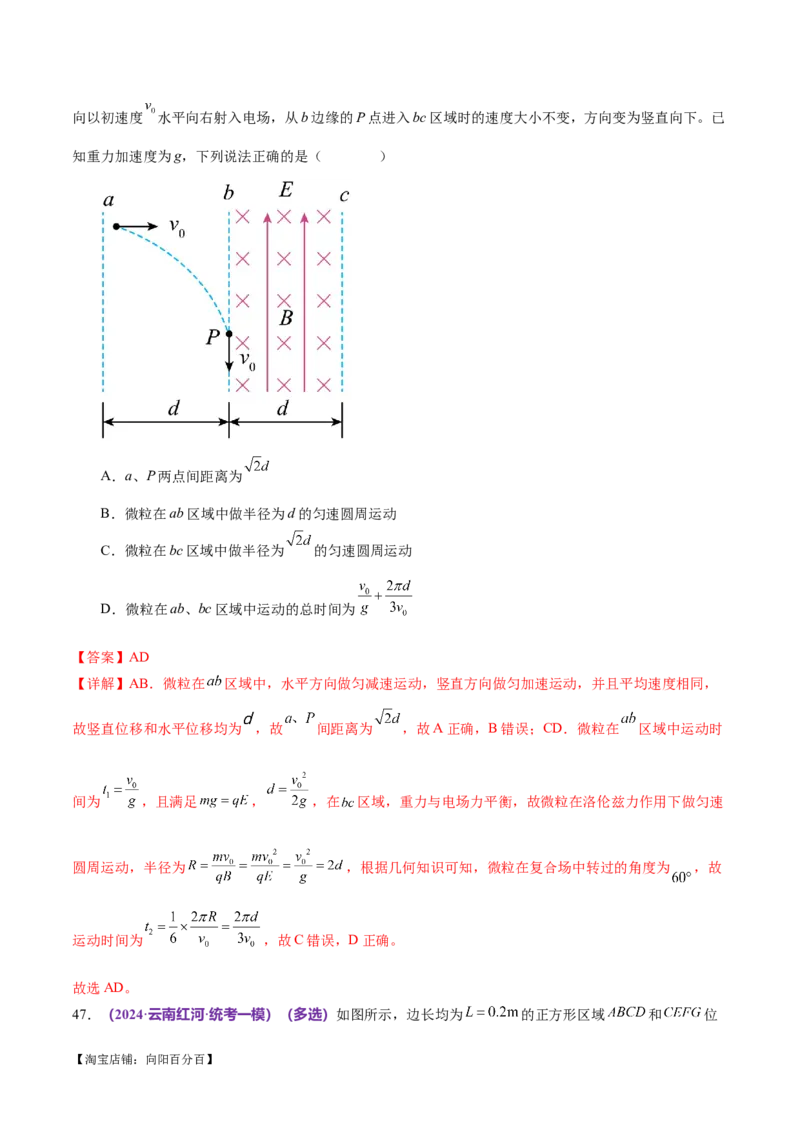 专题11带电粒子在复合场中的运动（练习）（解析版）_04高考物理_新高考复习资料_2024新高考复习资料_二轮复习资料_2024年高考物理二轮复习讲练测（新教材新高考）