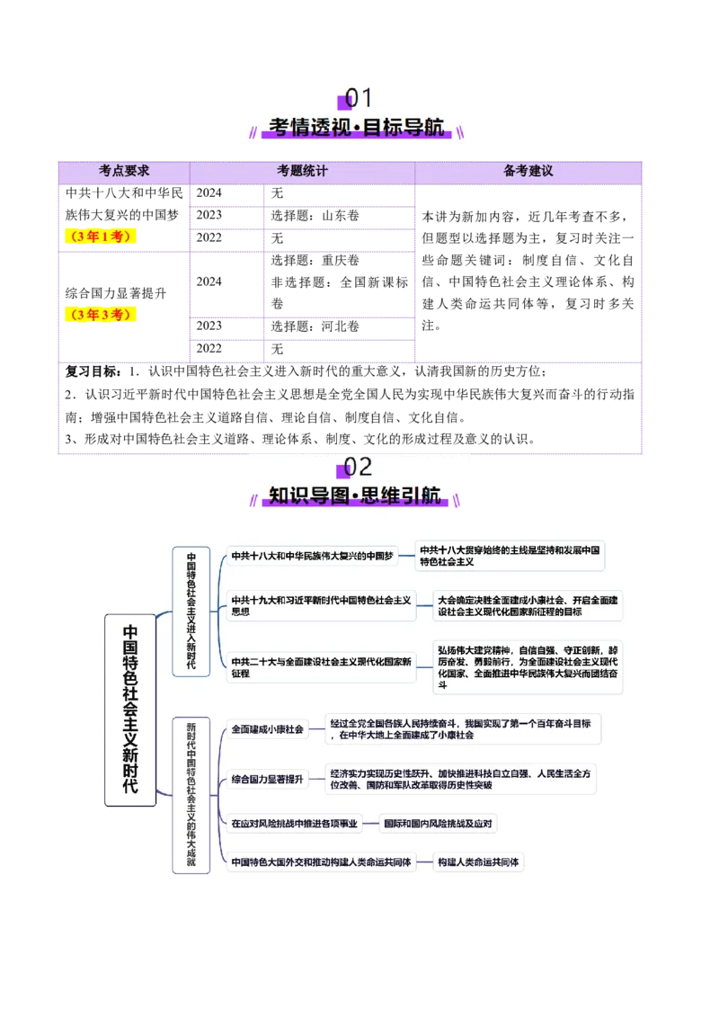 第20讲中国特色社会主义新时代（讲义）（原卷版）_07高考历史_2025年新高考资料_一轮复习_2025年高考历史一轮复习讲练测（新教材新高考）（完结）_讲义+练习