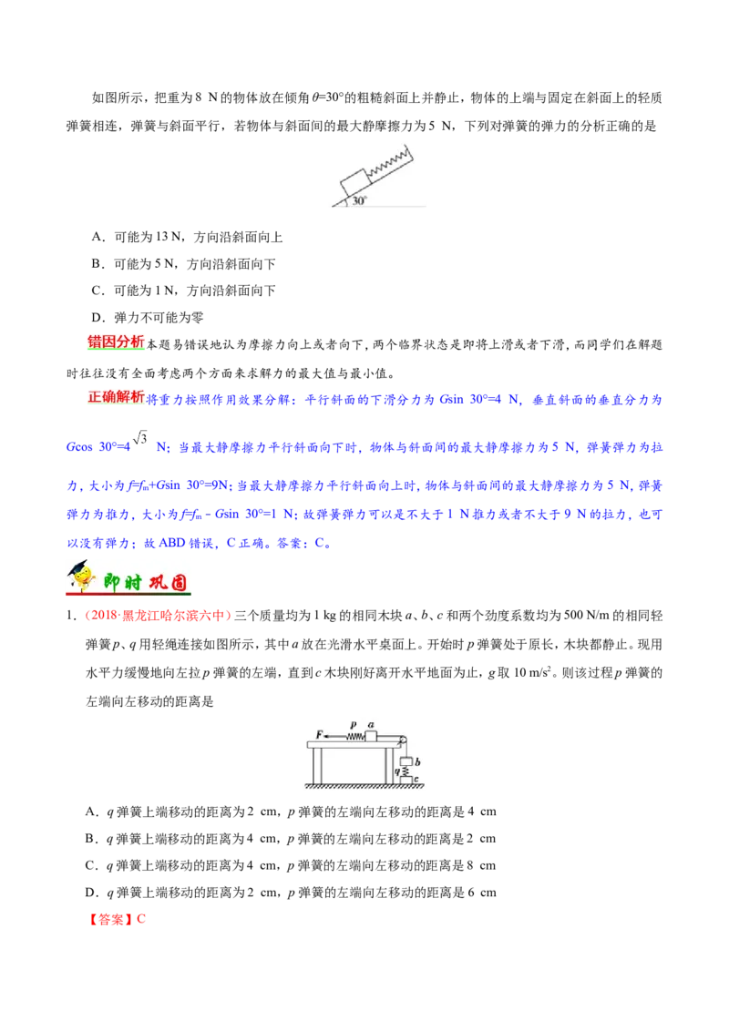 专题02相互作用-备战2019年高考物理之纠错笔记系列（解析版）_04高考物理_新高考复习资料_2022年新高考复习资料_高考物理2022年一轮复习各版本_赠19年高考物理纠错笔记_713