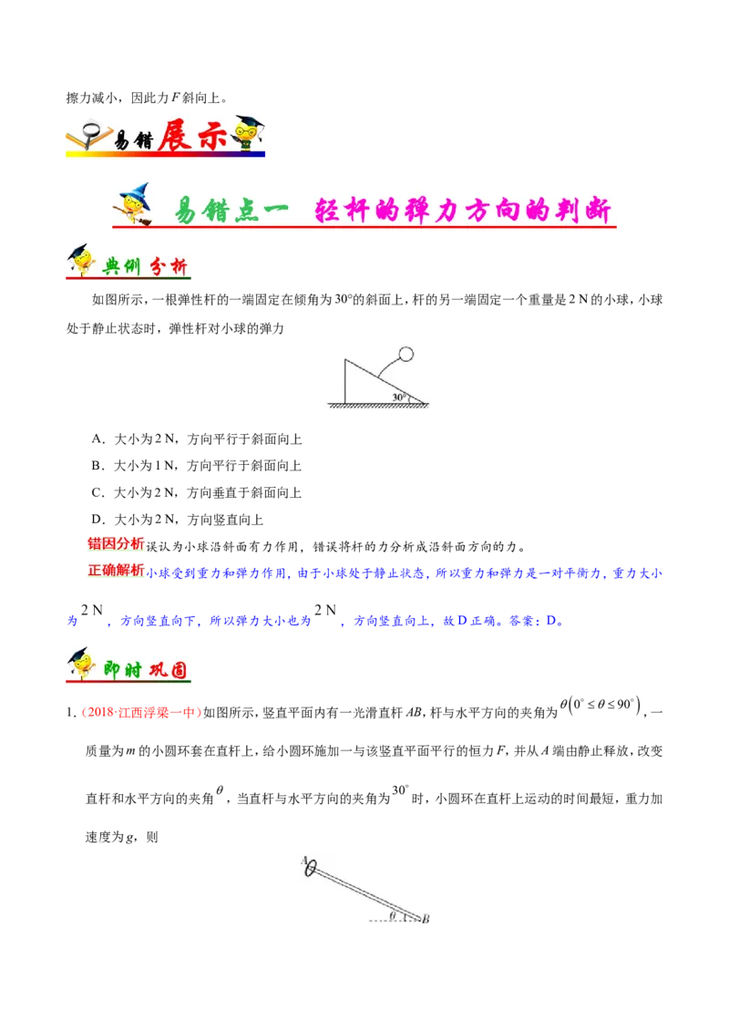 专题02相互作用-备战2019年高考物理之纠错笔记系列（解析版）_04高考物理_新高考复习资料_2022年新高考复习资料_高考物理2022年一轮复习各版本_赠19年高考物理纠错笔记_713