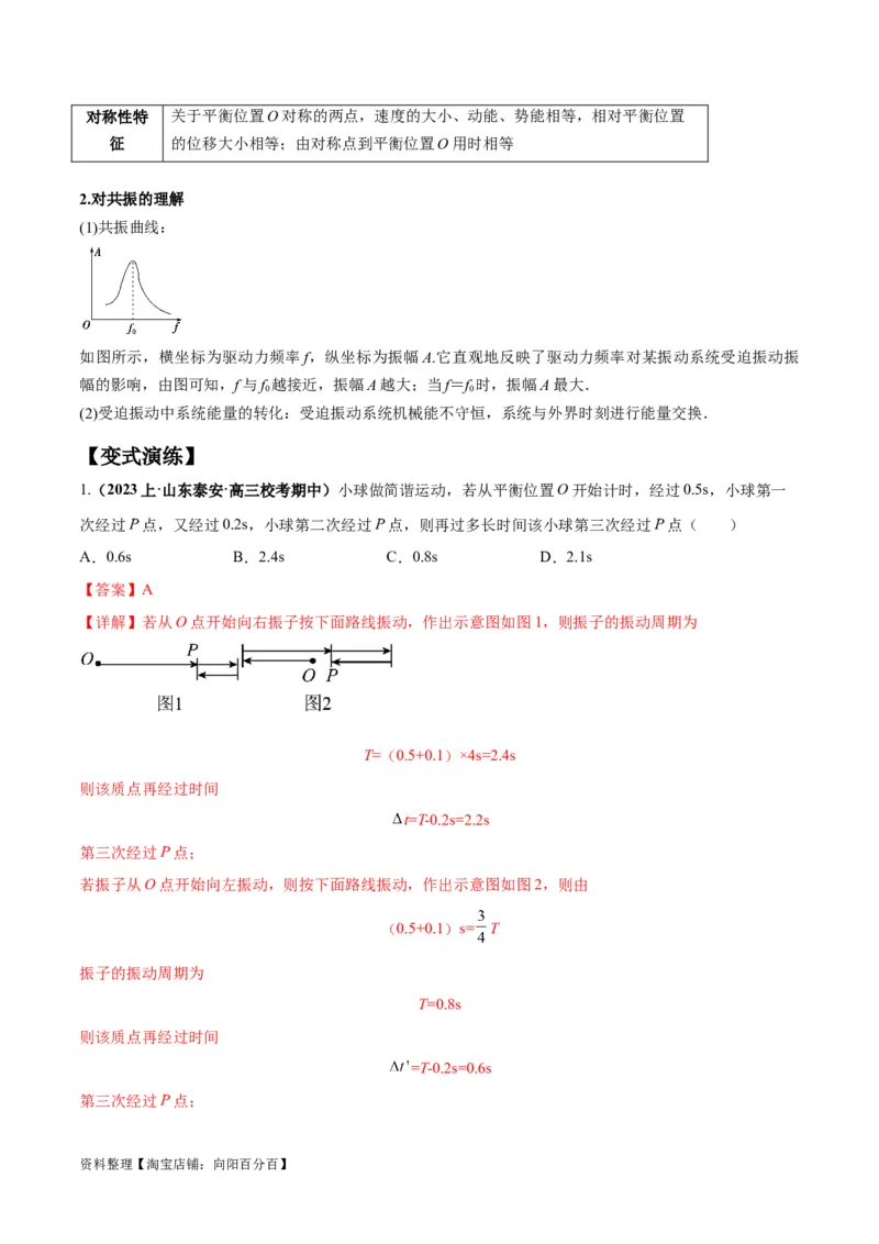 专题09机械振动机械波（解析版）_04高考物理_新高考复习资料_2024新高考复习资料_二轮复习资料_2024年高考物理二轮热点题型归纳与变式演练（新高考通用）_答案解析版