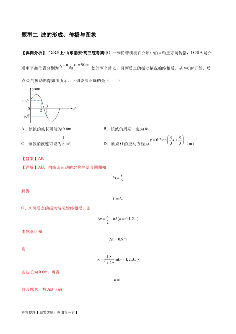 专题09机械振动机械波（解析版）_04高考物理_新高考复习资料_2024新高考复习资料_二轮复习资料_2024年高考物理二轮热点题型归纳与变式演练（新高考通用）_答案解析版