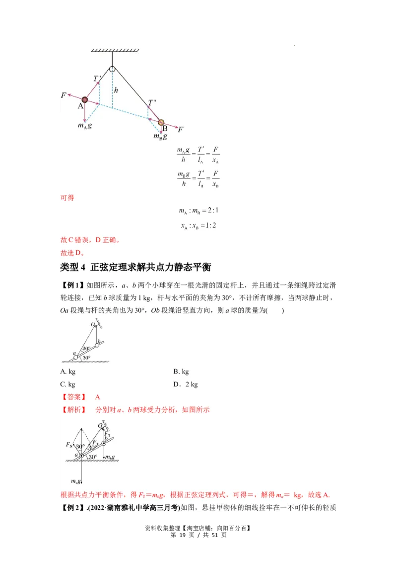专题04受力分析与共点力的平衡（解析版）_04高考物理_新高考复习资料_2024新高考复习资料_一轮复习资料_完2024届高考物理一轮复习热点题型归类训练_专题04受力分析与共点力的平衡