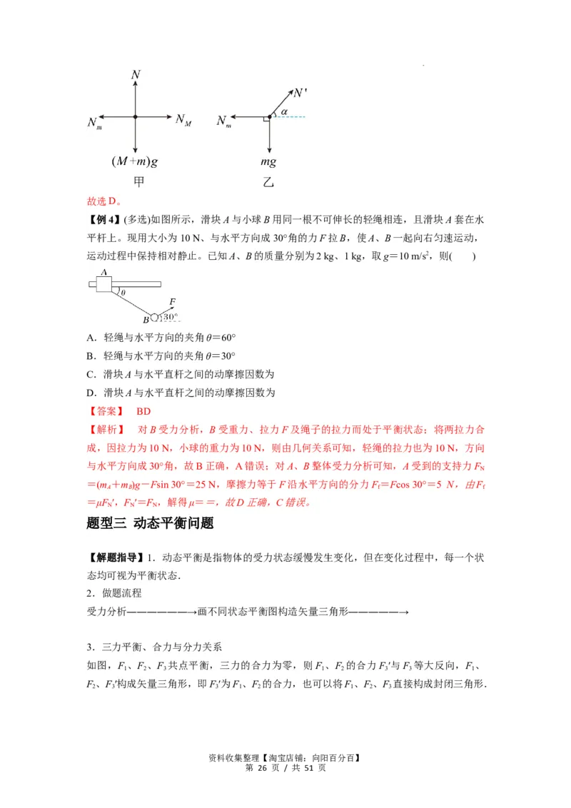 专题04受力分析与共点力的平衡（解析版）_04高考物理_新高考复习资料_2024新高考复习资料_一轮复习资料_完2024届高考物理一轮复习热点题型归类训练_专题04受力分析与共点力的平衡