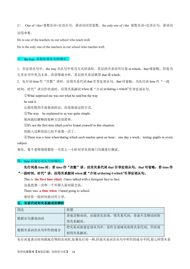 第23讲定语从句（核心考点精讲精练）（原卷版）-备战2024年高考英语一轮复习考点帮（全国通用）_03高考英语_通用版（老高考）复习资料_2024年复习资料_第二部分语法