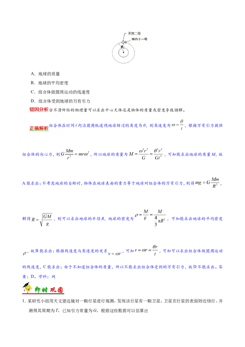 专题05万有引力与航天-备战2019年高考物理之纠错笔记系列（解析版）_04高考物理_新高考复习资料_2022年新高考复习资料_高考物理2022年一轮复习各版本_赠19年高考物理纠错笔记_752